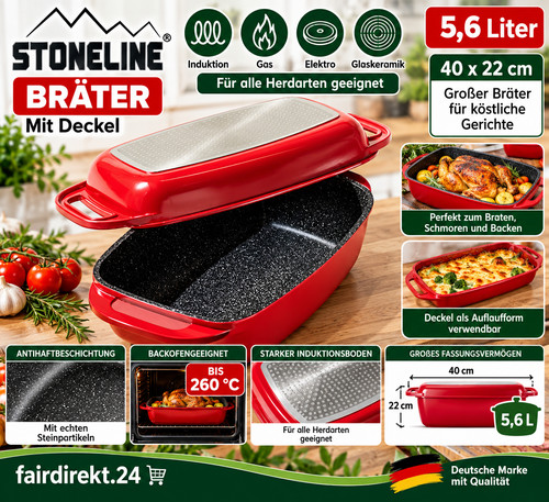 Stoneline bräter 40x22cm - 5,6l,
